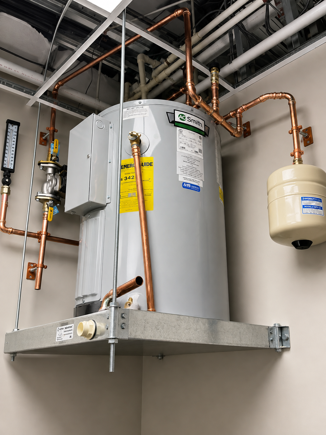 Completed water heater and copper piping installation at Woodside View Dental Care